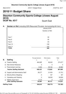 Page 1 of 6     Staunton Community Sports College (closes August 2010) March 2010