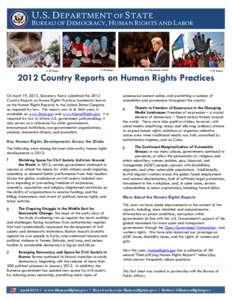 Fact Sheet 2012 Human Rights Reports