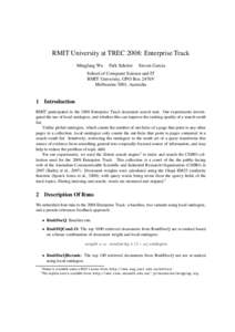 RMIT University at TREC 2008: Enterprise Track Mingfang Wu Falk Scholer  Steven Garcia