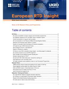 British Council online bulletin  MARCH 2011 News on EU Research Policy and Programmes