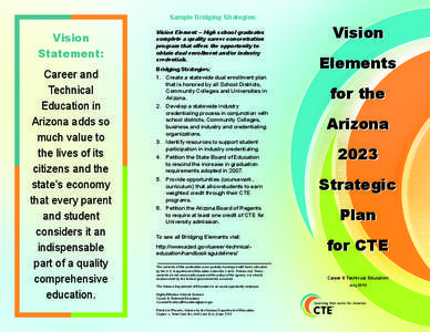 Sample Bridging Strategies:  Vision Statement:  Vision Element – High school graduates