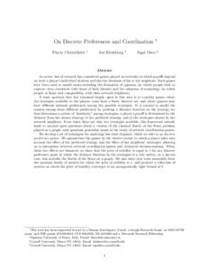 On Discrete Preferences and Coordination Flavio Chierichetti †  Jon Kleinberg