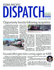 DISPATCH  Second Quarter 2008 Opportunity knocks following acquisition