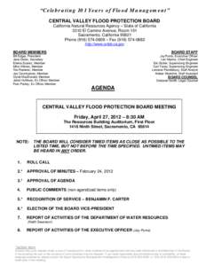 “Celebrating 101 Years of Flood Management” CENTRAL VALLEY FLOOD PROTECTION BOARD California Natural Resources Agency – State of California 3310 El Camino Avenue, Room 151 Sacramento, California[removed]Phone[removed]