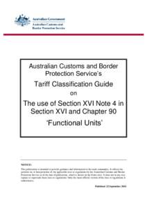 Australian Customs and Border Protection Service’s Tariff Classification Guide on