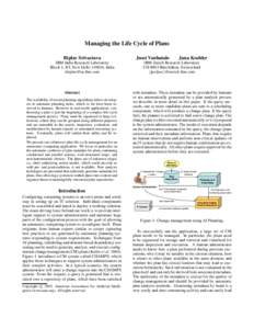 Managing the Life Cycle of Plans Biplav Srivastava IBM India Research Laboratory Block 1, IIT, New Delhi, India 