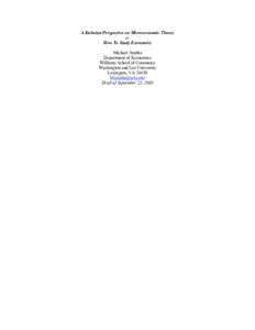 A Kuhnian Perspective on Microeconomic Theory or How To Study Economics Michael Smitka Department of Economics Williams School of Commerce