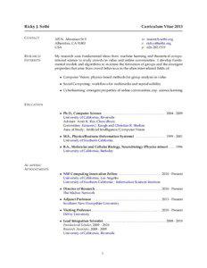 Ricky J. Sethi  Curriculum Vitae 2013