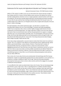 Inquiry into Agricultural Education and Training in Victoria, NEC submission SB[removed]Submission for the Inquiry into Agricultural Education and Training in Victoria National Environment Centre, TAFE NSW Riverina Instit