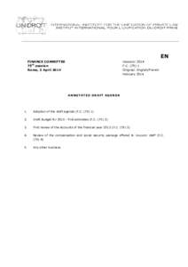 EN FINANCE COMMITTEE 75th session Rome, 3 April[removed]UNIDROIT 2014