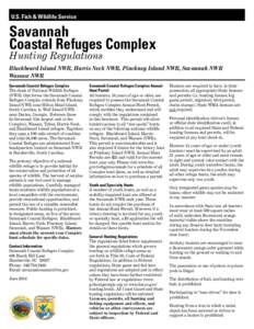 U.S. Fish & Wildlife Service  Savannah Coastal Refuges Complex Hunting Regulations