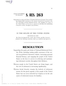 III  114TH CONGRESS 1ST SESSION  S. RES. 263