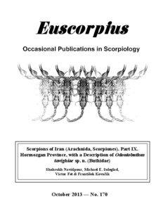 Scorpions of Iran (Arachnida, Scorpiones)