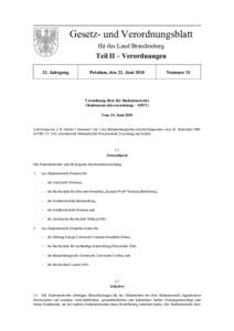 Gesetz- und Verordnungsblatt für das Land Brandenburg Teil II – Verordnungen 21. Jahrgang