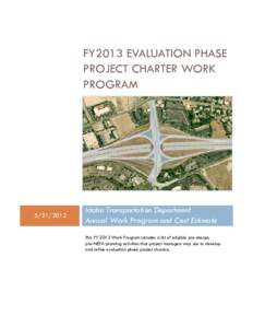FY2013 EVALUATION PHASE PROJECT CHARTER WORK PROGRAM[removed]
