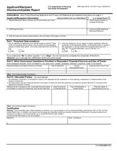 Applicant/Recipient Disclosure/Update Report U.S. Department of Housing and Urban Development