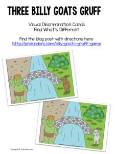 three billy goats gruff Visual Discrimination Cards Find What’s Different   Find the blog post with directions here: