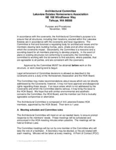 Architectural Committee Lakeview Estates Homeowners Association NE 108 Windflower Way Tahuya, WA[removed]Purpose and Procedures November, 1994