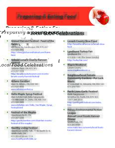Preparing & Eating Food Local Food Celebrations yy Annual Harvest Festival - Feast of the Fields 465 Stone St., Gananoque, ON, K7G 2A7