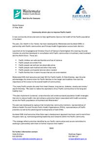 Microsoft Word - Media release - Pacific Health Action Plan 27 May 2014 FINAL.doc
