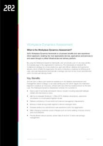 Workplace Dynamics Assessment What is the Workplace Dynamics Assessment? 2e2’s Workplace Dynamics framework is a business benefits and user experience driven approach, enabling the most appropriate devices, application