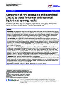 Comparison of HPV genotyping and methylated ZNF582 as triage for women with equivocal liquid-based cytology results