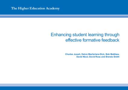 Peer feedback / Self-regulated learning / E-learning / Feedback / Assessment for Learning / Re-Engineering Assessment Practices / Education / Educational psychology / Formative assessment