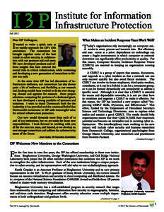 I3P  Institute for Information Infrastructure Protection  Fall 2012