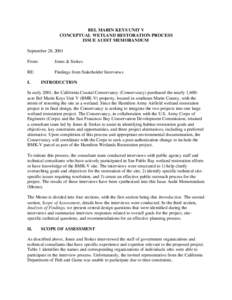 BEL MARIN KEYS UNIT V CONCEPTUAL WETLAND RESTORATION PROCESS ISSUE AUDIT MEMORANDUM September 28, 2001 From: