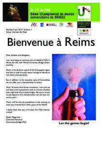 Bienvenue à Reims  Monday 9 July[removed]Bulletin 1
