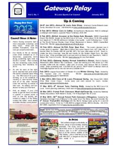 Gateway Relay Vol 3, No. 1 St Louis Sports Car Council  January 2013