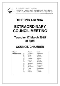MEETING AGENDA  EXTRAORDINARY COUNCIL MEETING Tuesday 17 March 2015 at 4pm