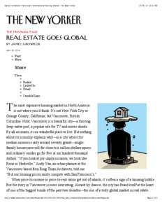 James Surowiecki: Vancouver’s International Housing Market : The New Yorker[removed]:21 PM THE FINANCIAL PAGE