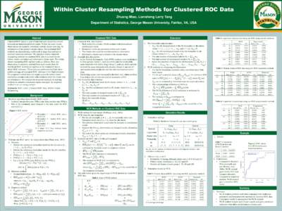 Within Cluster Resampling Methods for Clustered ROC Data Zhuang Miao, Liansheng Larry Tang Department of Statistics, George Mason University, Fairfax, VA, USA Figure 1: ROC curves  Biomarker 1 – dotted ROC