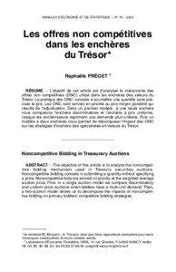 ANNALES D’ÉCONOMIE ET DE STATISTIQUE. – N° 70 – 2003  Les offres non compétitives