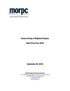 Annual Listing of Obligated Projects State Fiscal Year 2010 September 30, 2010  Mid-Ohio Regional Planning Commission