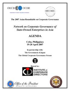 Organisation for Economic Cooperation & Development  The 2007 Asian Roundtable on Corporate Governance Network on Corporate Governance of State-Owned Enterprises in Asia