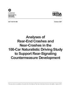 DOT HS[removed]October 2007 Analyses of Rear-End Crashes and
