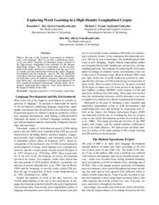 Childhood / Developmental psychology / Language acquisition / Mean length of utterance / Baby talk / Child development / Linguistic competence / Transcription / Language development / Linguistics / Psycholinguistics / Infancy