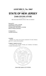 ASSEMBLY, No[removed]STATE OF NEW JERSEY 216th LEGISLATURE PRE-FILED FOR INTRODUCTION IN THE 2014 SESSION