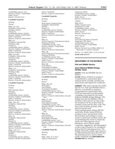 Federal Register / Vol. 72, No[removed]Friday, July 6, [removed]Notices Landholding Agency: Navy Property Number: [removed]Status: Excess Reasons: Secured Area