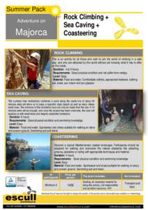 Summer Pack  Rock Climbing + Sea Caving + Coasteering
