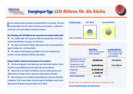 Energiespar-Tipp: LED-Röhren für die Küche  I n den meisten Küchen kommen Leuchtstoffröhren zum Einsatz. Sie holen