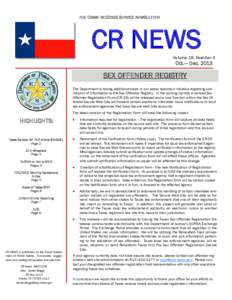 THE CRIME RECORDS SERVICE NEWSLETTER  CR NEWS Volume 18, Number 4  Oct.— Dec. 2013