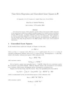 Time-Series Regression and Generalized Least Squares in R An Appendix to An R Companion to Applied Regression, Second Edition John Fox & Sanford Weisberg last revision: 11 November 2010