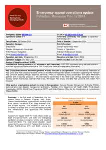 Emergency appeal operations update Pakistan: Monsoon Floods 2014 Emergency appeal MDRPK010 Operations update n° 1