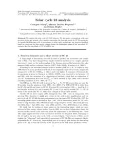 Multi-Wavelength Investigations of Solar Activity c 2004 International Astronomical Union Proceedings IAU Symposium No. 223, 2004 A.V. Stepanov, E.E. Benevolenskaya & A.G. Kosovichev, eds. DOI: X000000000000000X