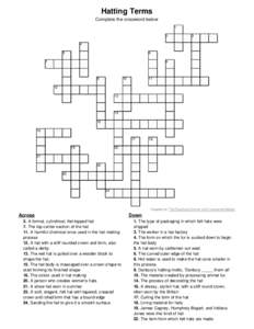 Hatting Terms Complete the crossword below[removed]