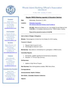 Rhode Island Building Official’s Association www.riboa.net PO Box 1246 – Coventry, RI[removed]___________________________________________________________  Regular RIBOA Meeting (agenda) & Education Seminar
