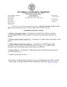 NEW JERSEY LAW REVISION COMMISSION Vito A. Gagliardi, Jr., Chairman Peter J. Barnes III Andrew O. Bunn Albert Burstein John J. Farmer, Jr.